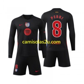 Camisolas de futebol FC Barcelona Pedri 8 Criança Equipamento Alternativa 2024/25 Manga Comprida